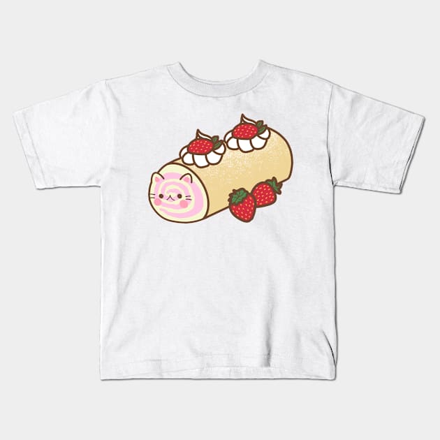 strawberry swiss roll cake Kids T-Shirt by miriart